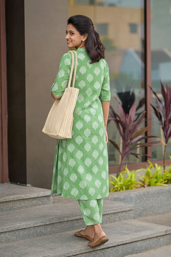 Women’s Multicolour Cotton Printed Kurta Palazzo Set