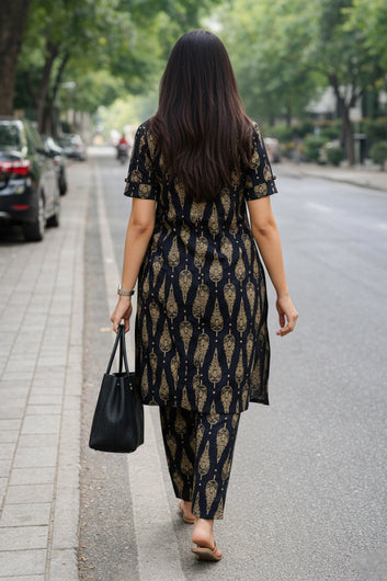 Women’s Multicolour Cotton Printed Kurta Palazzo Set