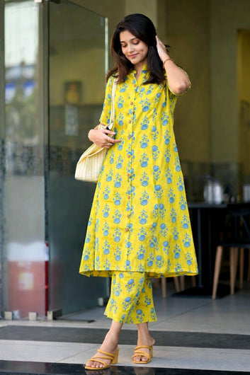 Women’s Multicolour Cotton Printed Kurta Palazzo Set