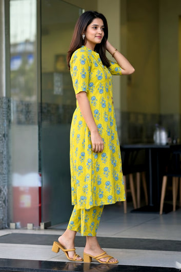 Women’s Multicolour Cotton Printed Kurta Palazzo Set