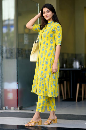 Women’s Multicolour Cotton Printed Kurta Palazzo Set