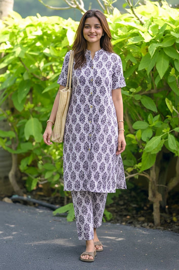 Women’s Multicolour Cotton Printed Kurta Palazzo Set