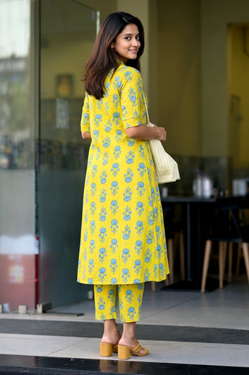 Women’s Multicolour Cotton Printed Kurta Palazzo Set