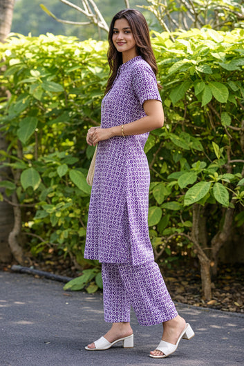 Women’s Multicolour Cotton Printed Kurta Palazzo Set