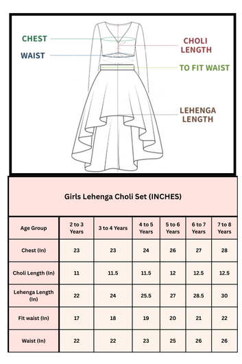 Girls Mehndi Roman Silk Embroidered Lehenga Choli With Dupatta Set Traditional 3-Piece Festive Outfit for Kids