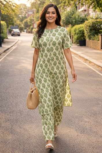 Women’s Multicolour Cotton Printed Kurta Palazzo Set