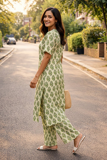 Women’s Multicolour Cotton Printed Kurta Palazzo Set