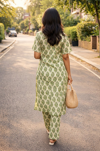 Women’s Multicolour Cotton Printed Kurta Palazzo Set