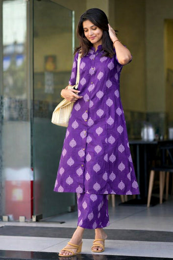Women’s Multicolour Cotton Printed Kurta Palazzo Set