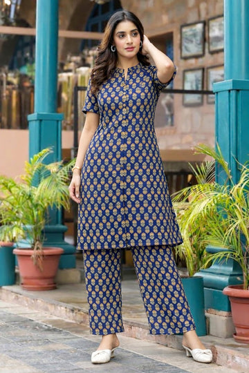 Women’s Multicolour Cotton Printed Kurta Palazzo Set