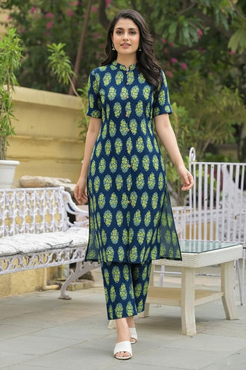 Women’s Multicolour Cotton Printed Kurta Palazzo Set
