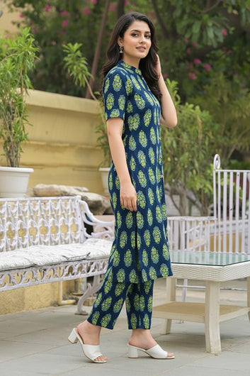 Women’s Multicolour Cotton Printed Kurta Palazzo Set