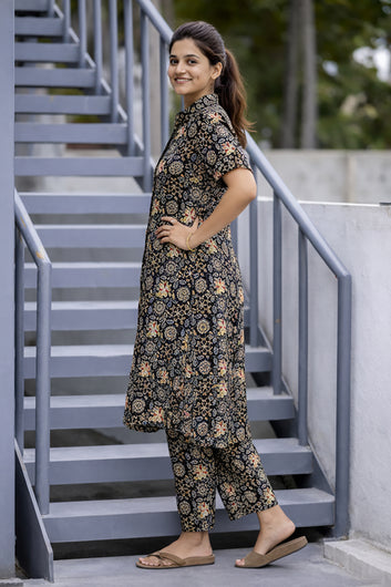 Women’s Multicolour Cotton Printed Kurta Palazzo Set