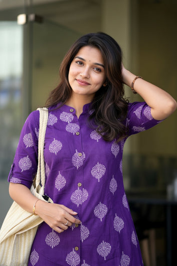 Women’s Multicolour Cotton Printed Kurta Palazzo Set