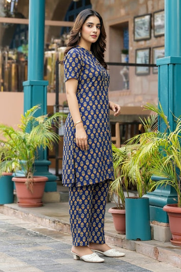 Women’s Multicolour Cotton Printed Kurta Palazzo Set