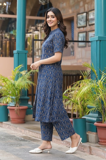 Women’s Multicolour Cotton Printed Kurta Palazzo Set