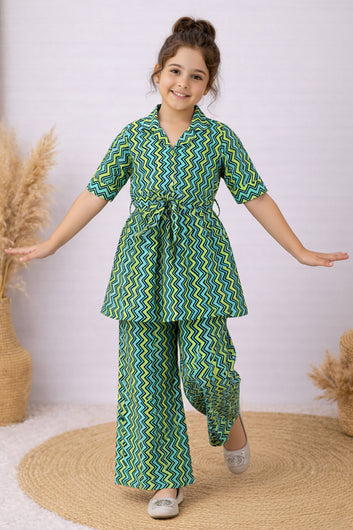 Girl's Multicolor Cotton Blend Printed Co-ord Set