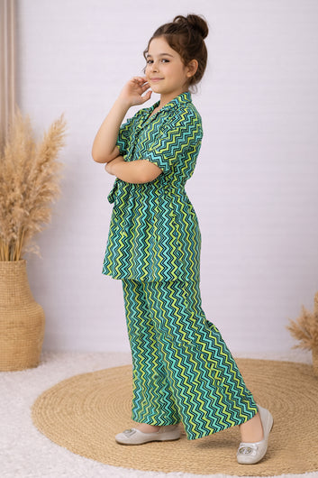 Girl's Multicolor Cotton Blend Printed Co-ord Set