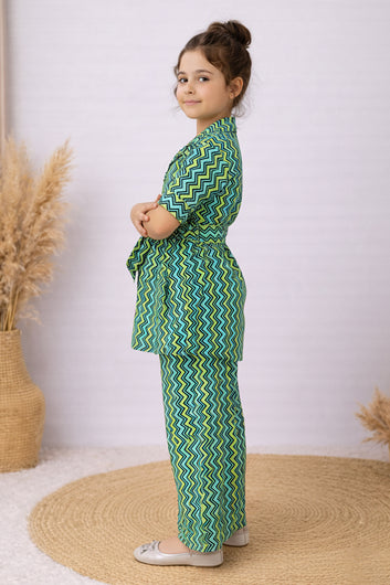 Girl's Multicolor Cotton Blend Printed Co-ord Set