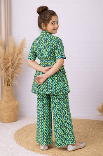 Girl's Multicolor Cotton Blend Printed Co-ord Set