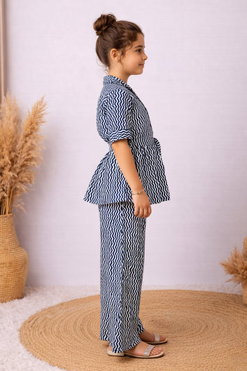 Girl's Multicolor Cotton Blend Printed Co-ord Set