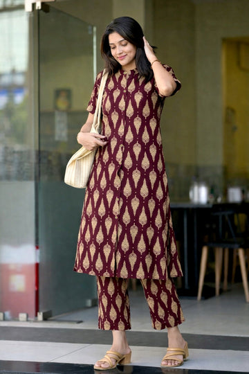 Women’s Multicolour Cotton Printed Kurta Palazzo Set