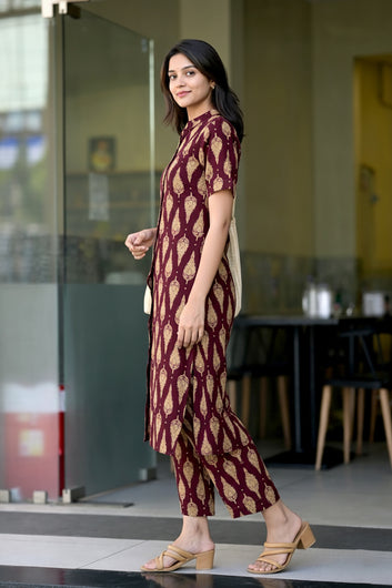 Women’s Multicolour Cotton Printed Kurta Palazzo Set