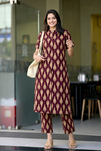 Women’s Multicolour Cotton Printed Kurta Palazzo Set