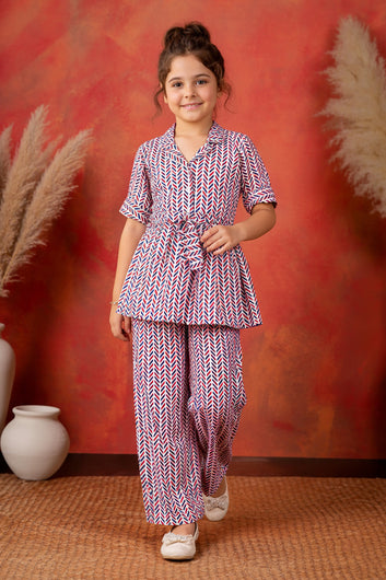Girl's Multicolor Cotton Blend Printed Co-ord Set