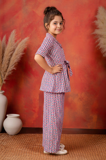 Girl's Multicolor Cotton Blend Printed Co-ord Set