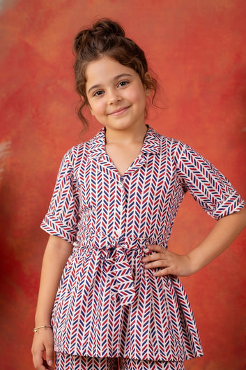 Girl's Multicolor Cotton Blend Printed Co-ord Set