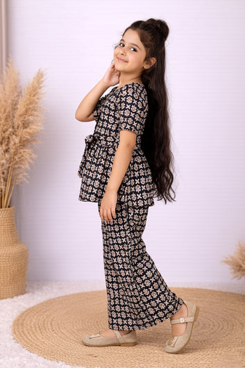 Girl's multicolor Cotton Blend Printed Co-ord Set