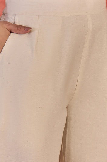 Womens Off White Chinon Silk Embroidered Kurta Set with Printed Dupatta