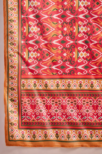 Womens Off White Chinon Silk Embroidered Kurta Set with Printed Dupatta