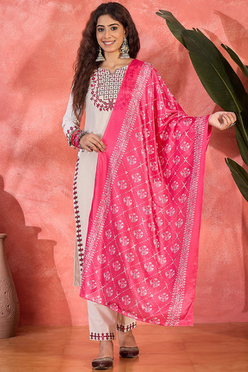 Womens Rani Cotton Embroidered Kurta Set with Dupatta