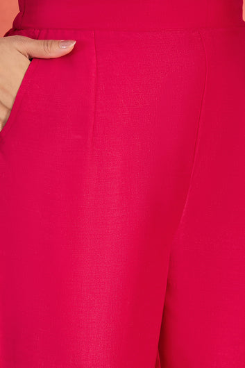 Womens Pink Chinon Silk Embroidered Kurta and pant Set