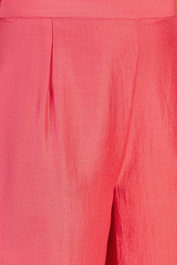 Womens Pink Chinon Silk Floral Printed A-line Kurta Set with Dupatta