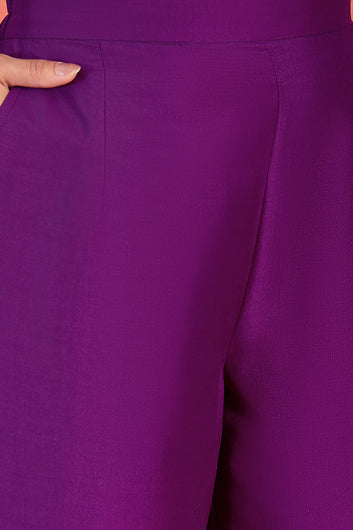 Womens Purple Chinon Silk Kurta Set with Dupatta