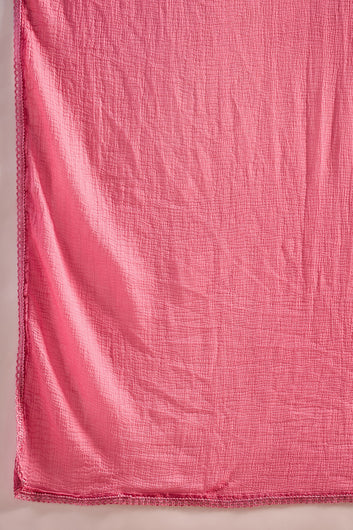 Womens Pink Chinon Silk Floral Printed A-line Kurta Set with Dupatta