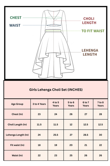Girls Rani Silk Blend Mirror work Embroidered Lehenga and Choli Set For Traditional Look