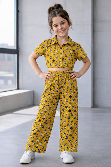 Girl's multicolor printed Cotton Top And Pant Set