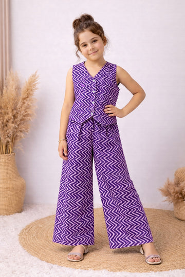 Girl's multicolor printed Cotton Top and Pant Set