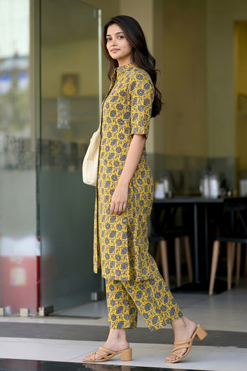 Women’s Multicolour Cotton Printed Kurta Palazzo Set
