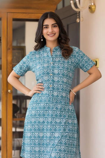 Women’s Multicolour Cotton Printed Kurta Palazzo Set