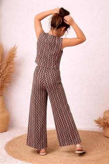Girls Multicolor Cotton Blend Top And Pant Set