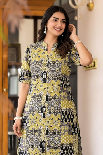 Women’s Multicolour Cotton Printed Kurta Palazzo Set