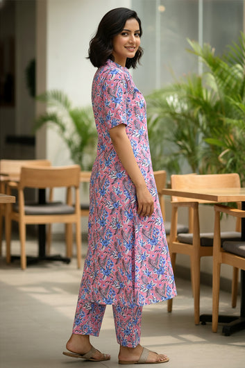 Women’s Multicolour Cotton Printed Kurta Palazzo Set