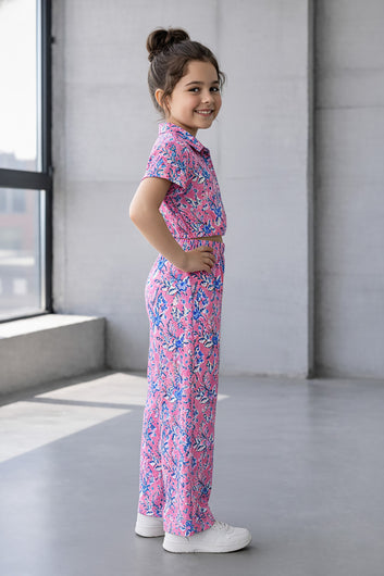 Girls Multicolor Cotton Top And Pant Set