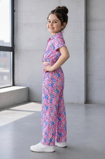 Girls Multicolor Cotton Top And Pant Set