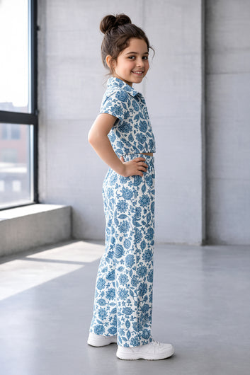 Girls Multicolor Cotton Top And Pant Set